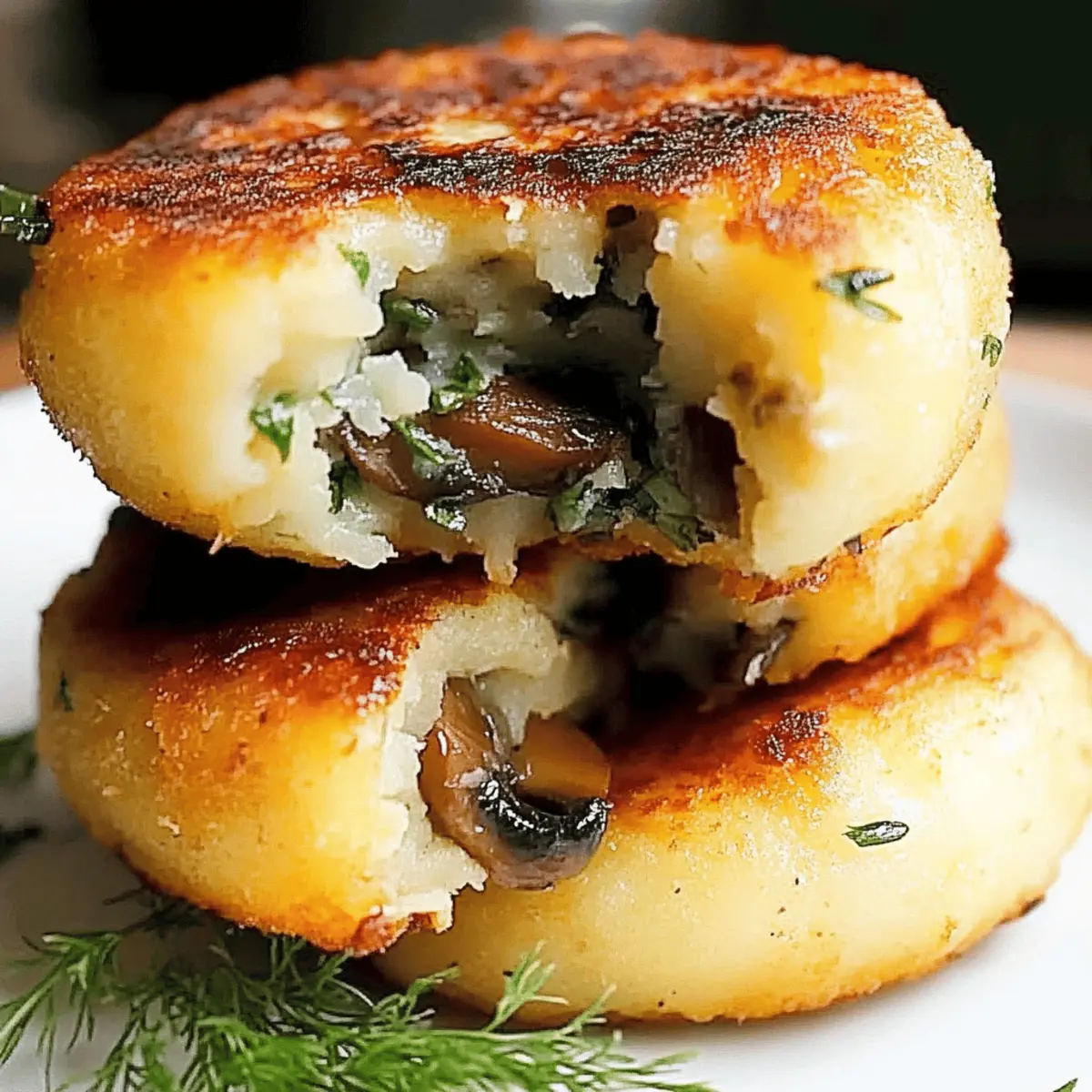 Mushroom Stuffed Potato Cakes oedywu