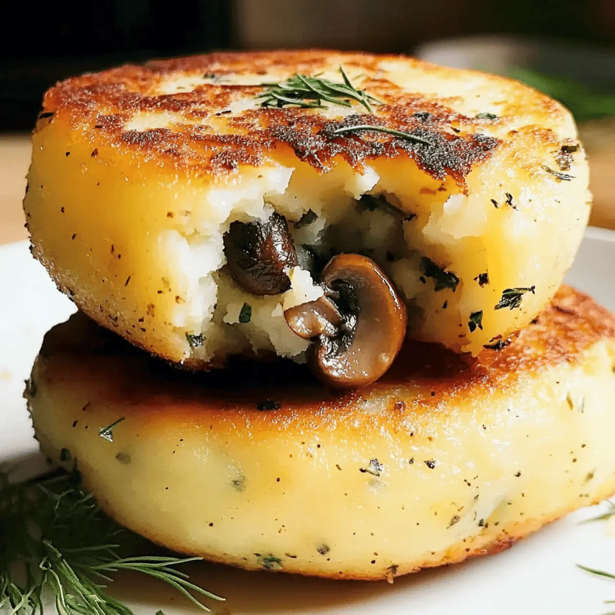 Mushroom Stuffed Potato Cakes swqbei