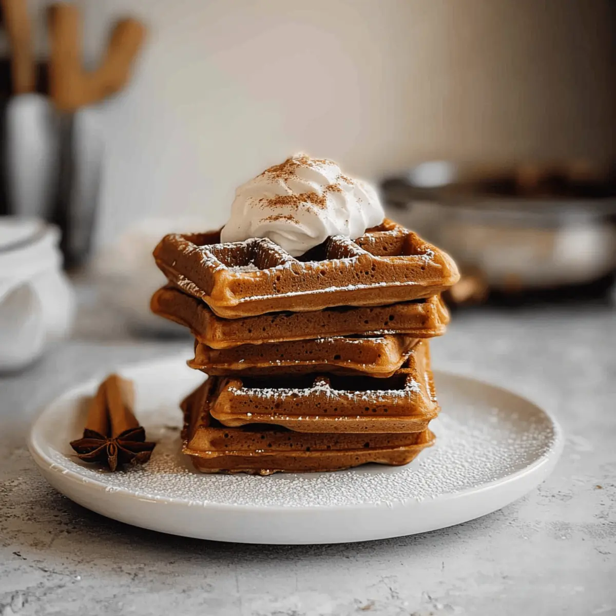 Christmas Morning Gingerbread Waffles hckepo