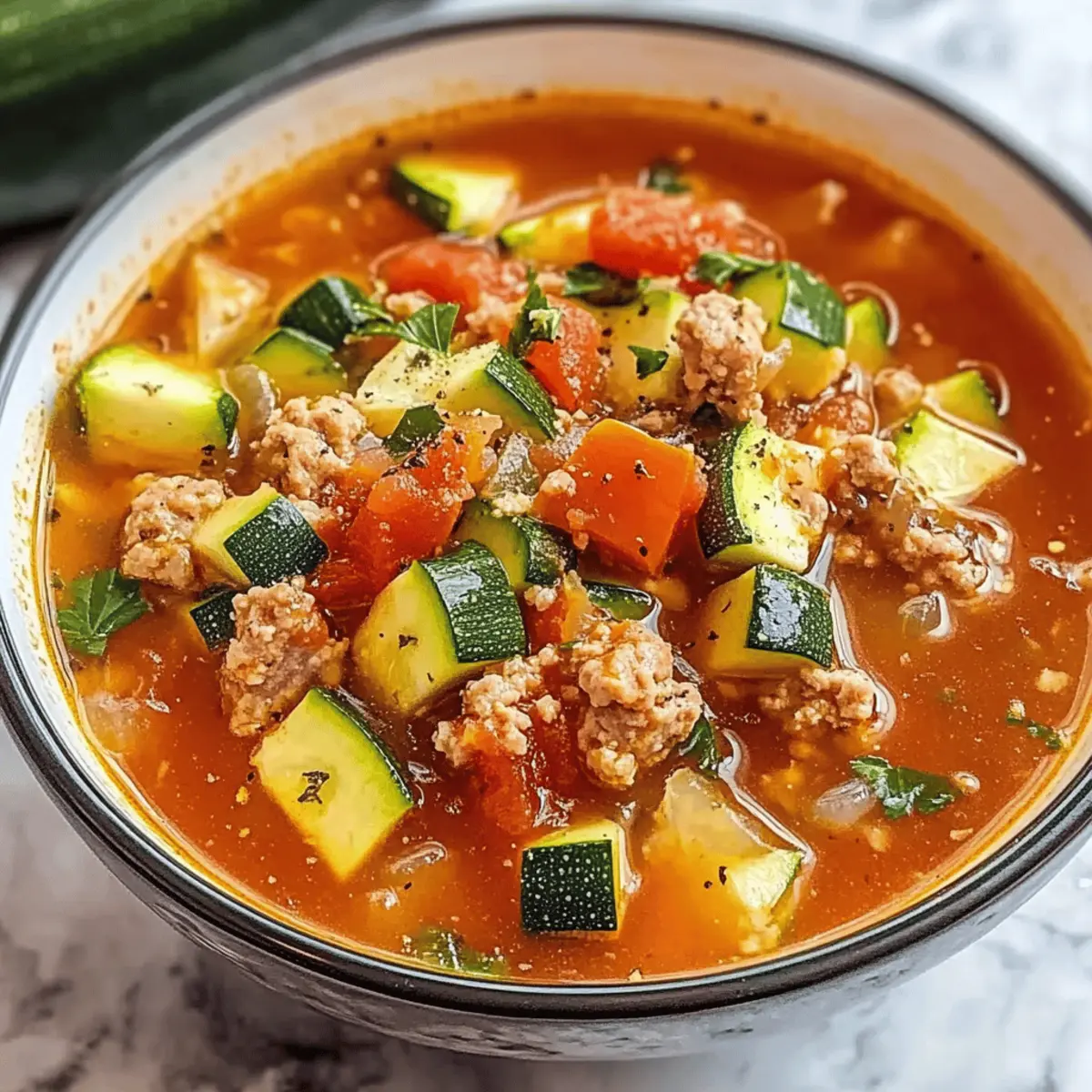 Zucchini Tomato Italian Sausage Soup d0dzgl