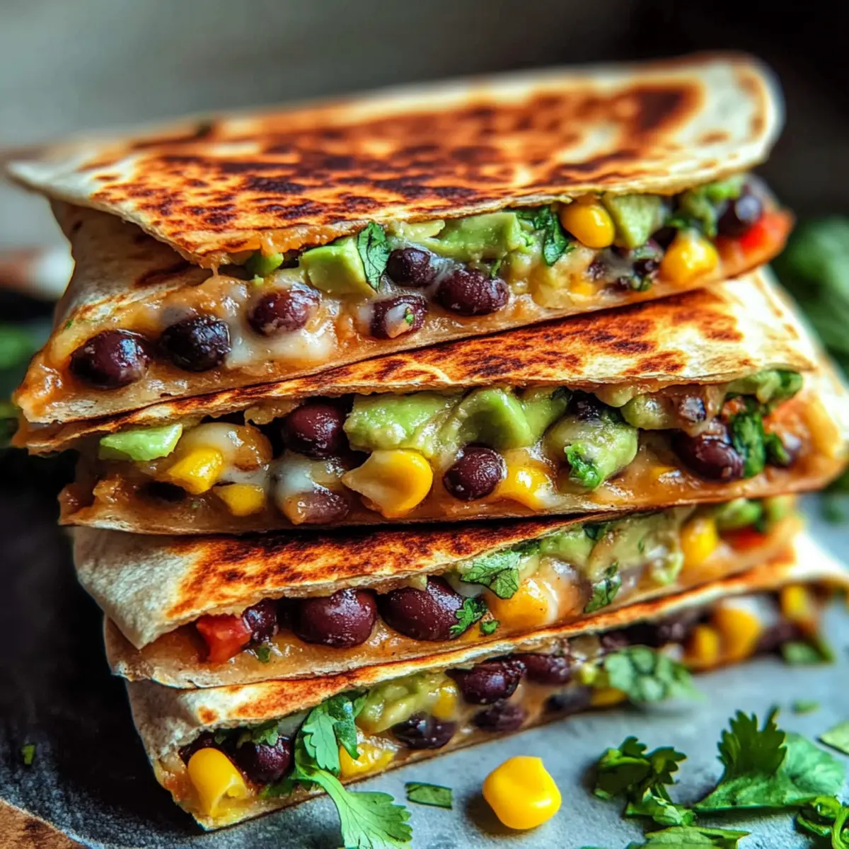 Vegan Quesadillas with Black Beans and Avocado