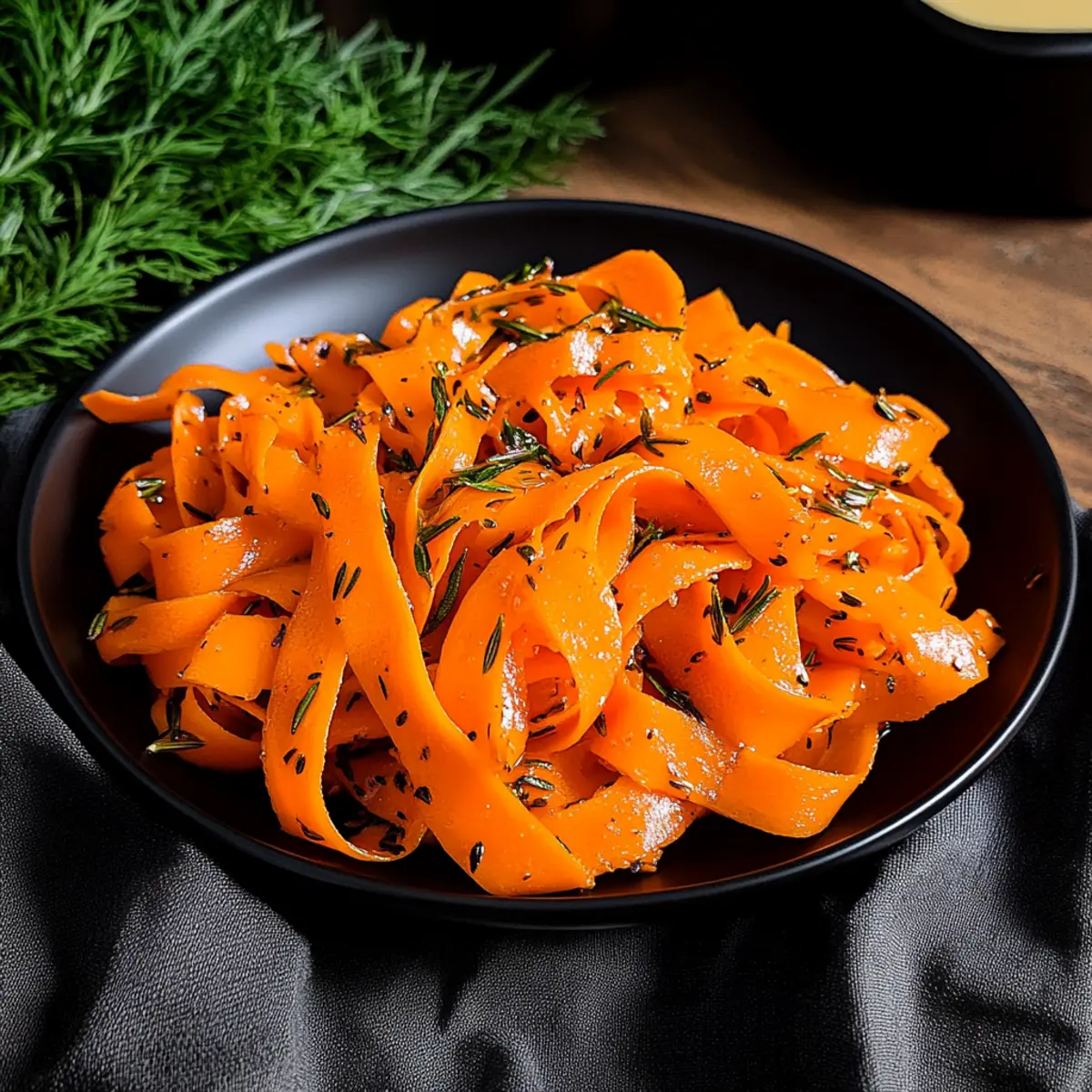 Carrot Ribbons with Rosemary Butter Sauce sqatww
