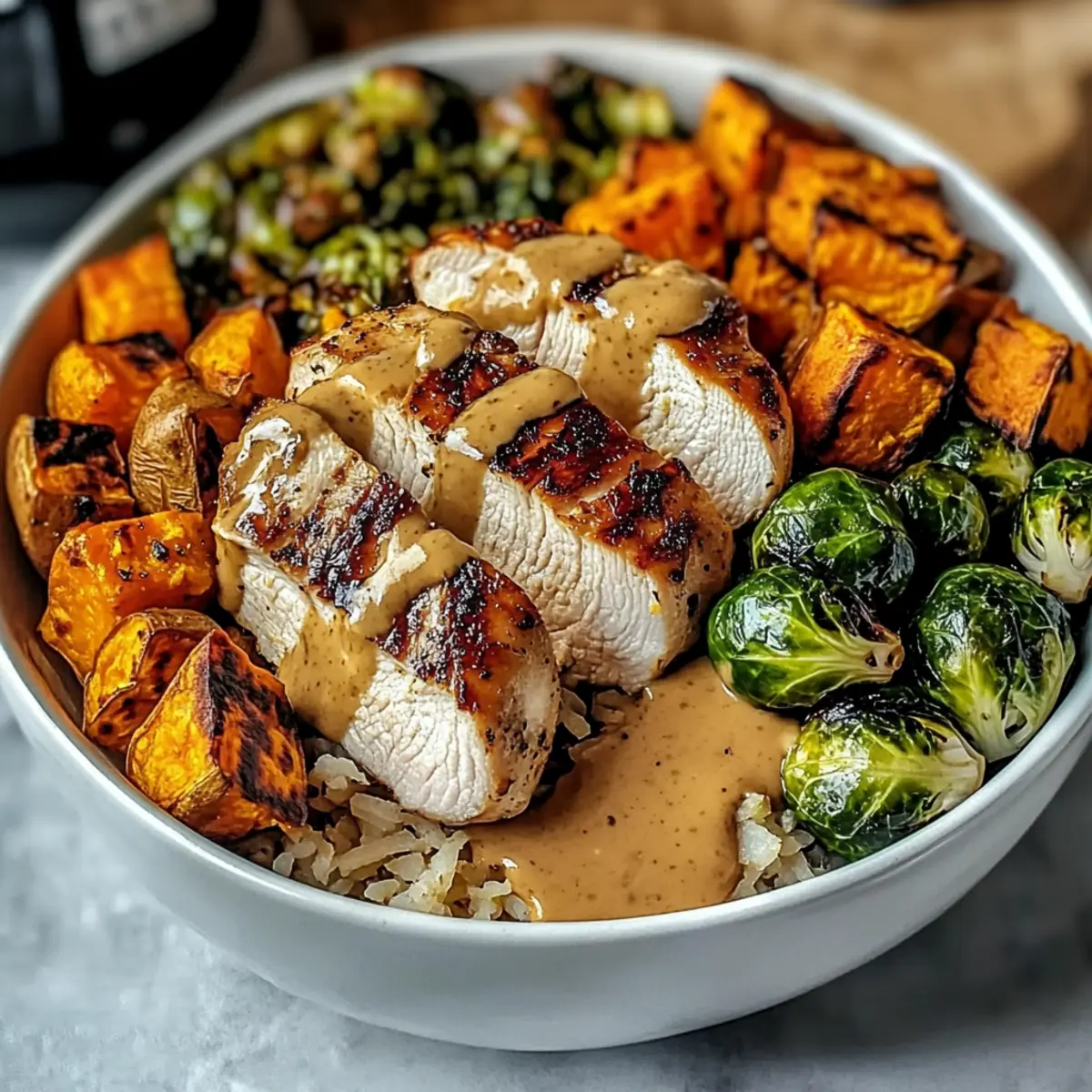 Maple Dijon Chicken Sweet Potato Bowls