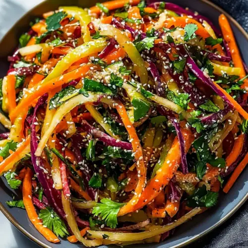Shaved Rainbow Carrot Sesame Salad